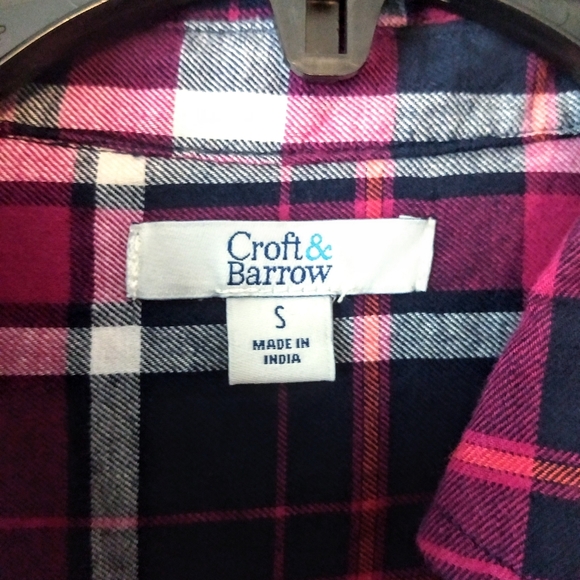 5/$30 NWT Croft & Barrow Pink/Purple Soft Lightweight Flannel Shirt Gorpcore - Picture 6 of 7